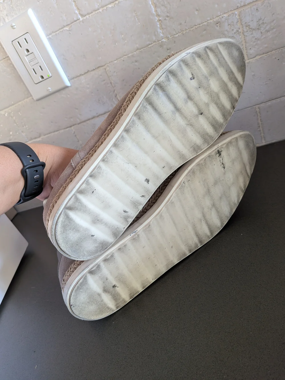 Vince Taupe Suede Slip-On Espadrilles